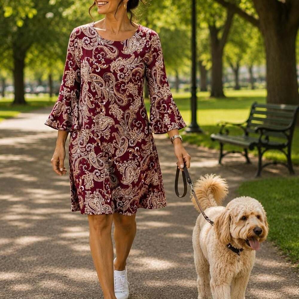 Tommy Hilfiger Paisley Bell Sleeve Dress